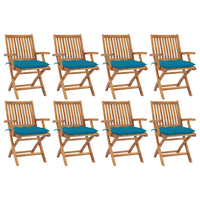 Sedie da Giardino Pieghevoli con Cuscini 8 pz Massello di Teak cod mxl 56279