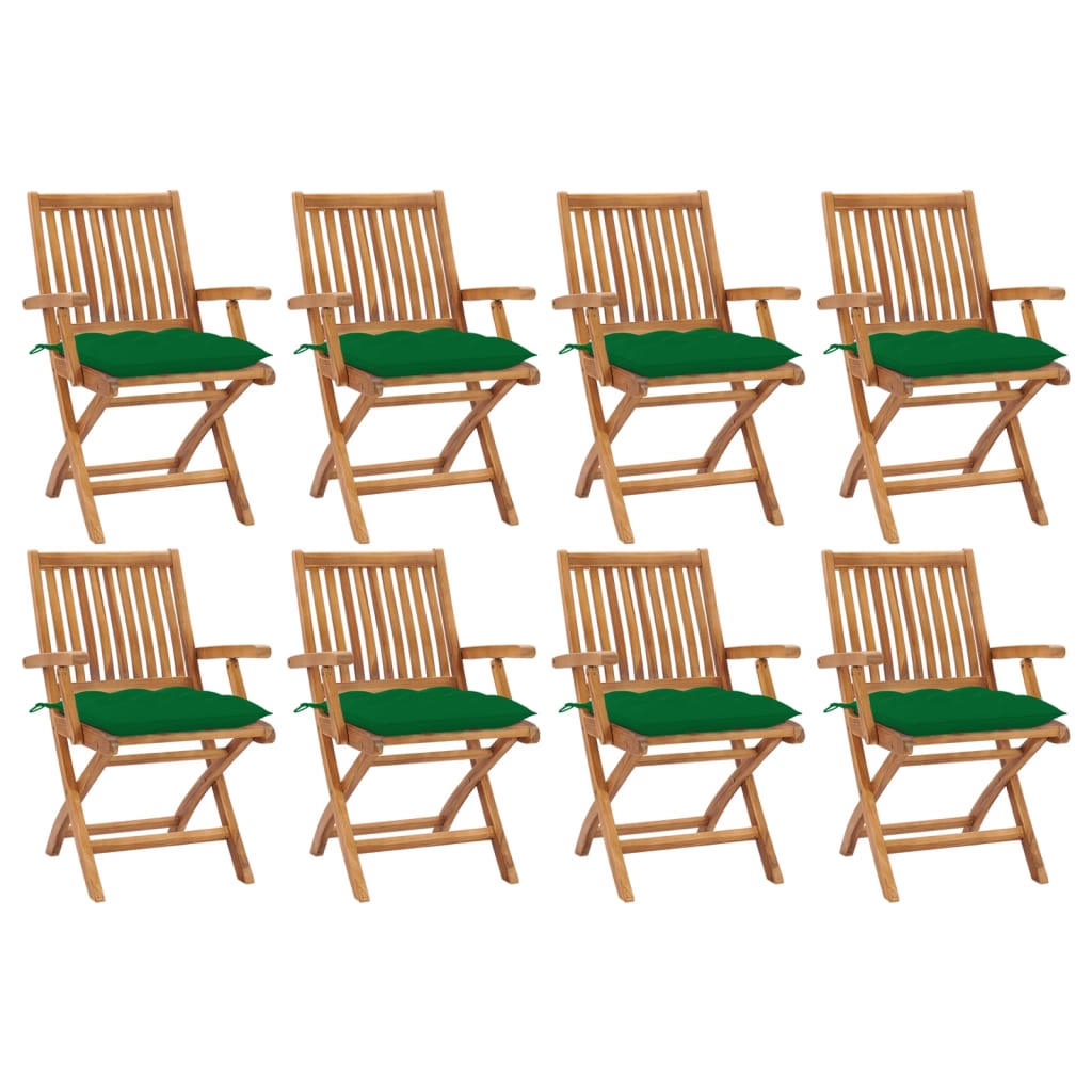 Sedie da Giardino Pieghevoli con Cuscini 8 pz Massello di Teak cod mxl 75209