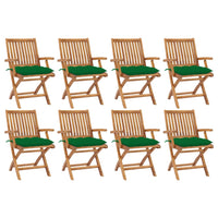 Sedie da Giardino Pieghevoli con Cuscini 8 pz Massello di Teak cod mxl 75209