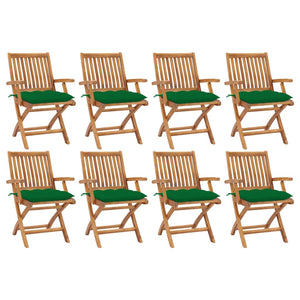 Sedie da Giardino Pieghevoli con Cuscini 8 pz Massello di Teak cod mxl 75209
