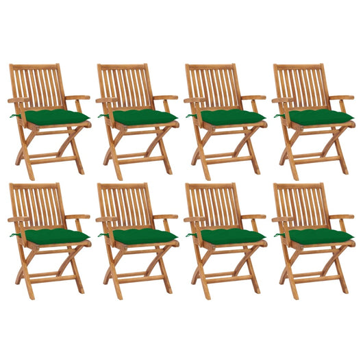 Sedie da Giardino Pieghevoli con Cuscini 8 pz Massello di Teak cod mxl 75209