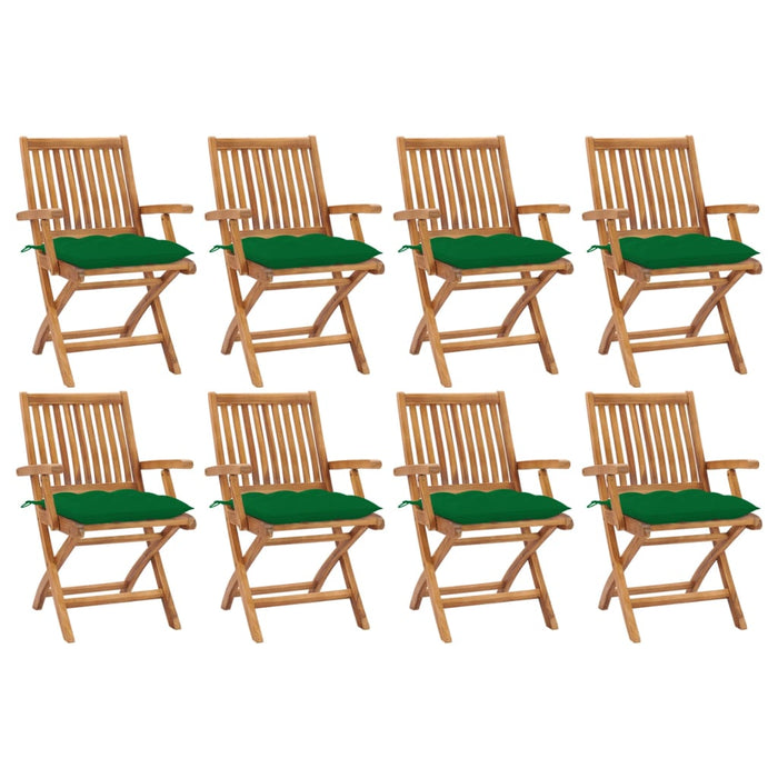 Sedie da Giardino Pieghevoli con Cuscini 8 pz Massello di Teak cod mxl 75209