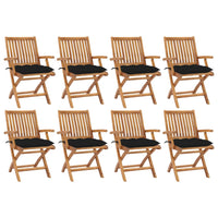 Sedie da Giardino Pieghevoli con Cuscini 8 pz Massello di Teak cod mxl 75211