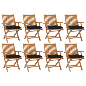 Sedie da Giardino Pieghevoli con Cuscini 8 pz Massello di Teak cod mxl 75211