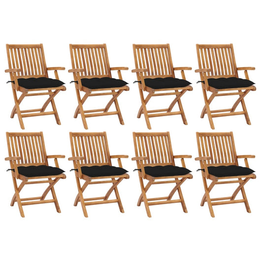 Sedie da Giardino Pieghevoli con Cuscini 8 pz Massello di Teak cod mxl 75211