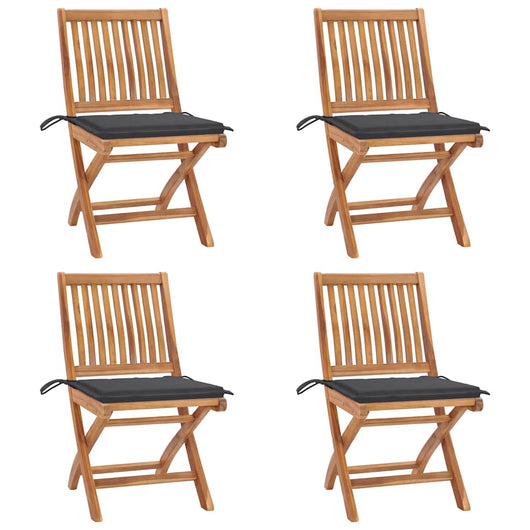 Sedie da Giardino Pieghevoli con Cuscini 4 pz Massello di Teak cod mxl 75213