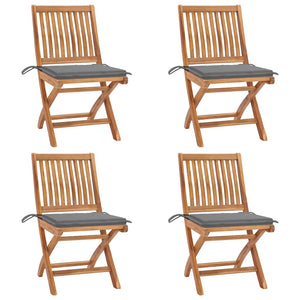 Sedie da Giardino Pieghevoli con Cuscini 4 pz Massello di Teak cod mxl 72179