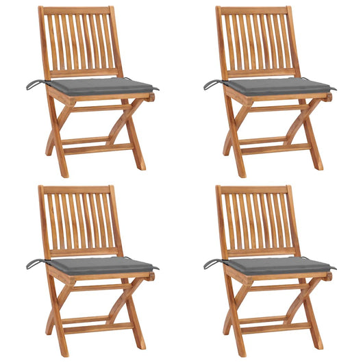 Sedie da Giardino Pieghevoli con Cuscini 4 pz Massello di Teak cod mxl 72179