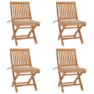 Sedie da Giardino Pieghevoli con Cuscini 4 pz Massello di Teak cod mxl 75214