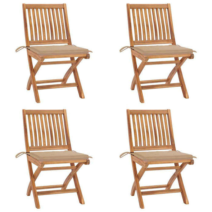 Sedie da Giardino Pieghevoli con Cuscini 4 pz Massello di Teak cod mxl 75214