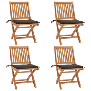 Sedie da Giardino Pieghevoli con Cuscini 4 pz Massello di Teak cod mxl 75220