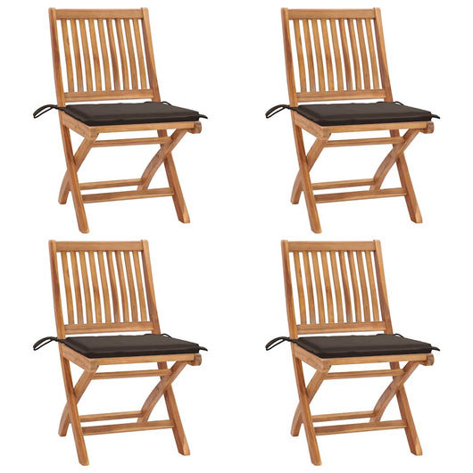Sedie da Giardino Pieghevoli con Cuscini 4 pz Massello di Teak cod mxl 75220