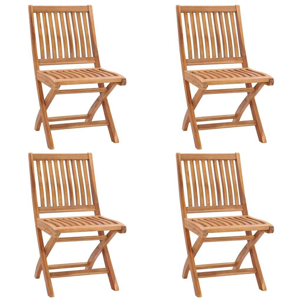 Sedie da Giardino Pieghevoli con Cuscini 4 pz Massello di Teak 3072818