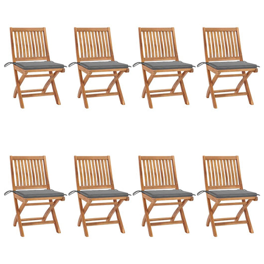 Sedie da Giardino Pieghevoli con Cuscini 8 pz Massello di Teak cod mxl 72209