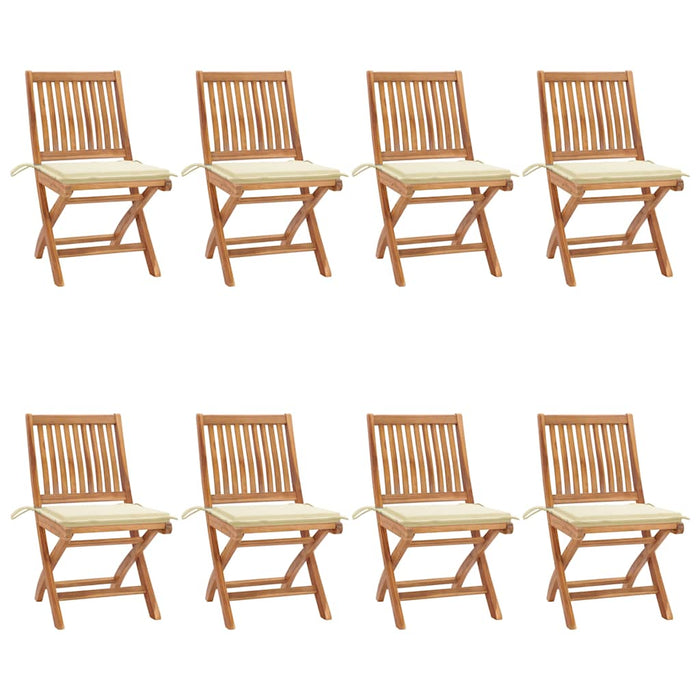 Sedie da Giardino Pieghevoli con Cuscini 8 pz Massello di Teak cod mxl 72202