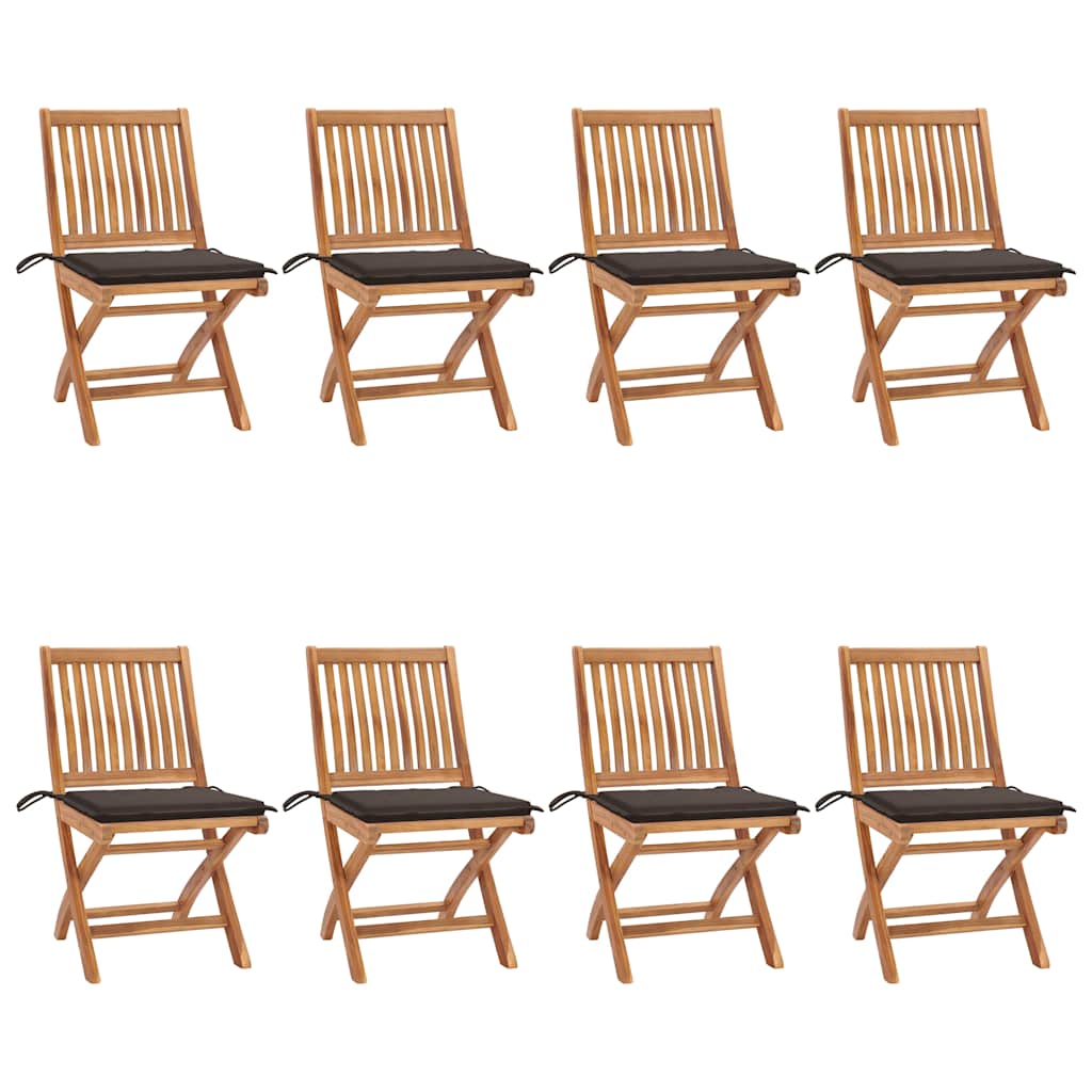 Sedie da Giardino Pieghevoli con Cuscini 8 pz Massello di Teak cod mxl 72203