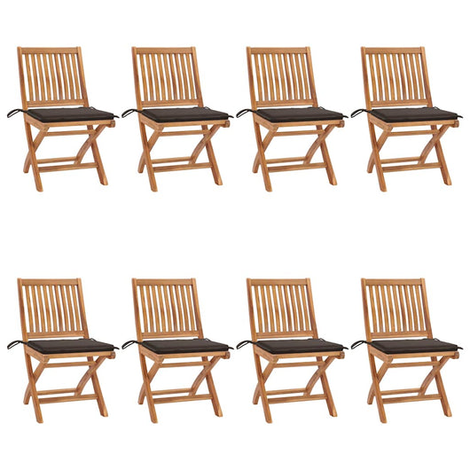 Sedie da Giardino Pieghevoli con Cuscini 8 pz Massello di Teak cod mxl 72203