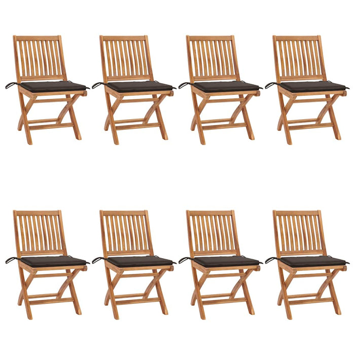 Sedie da Giardino Pieghevoli con Cuscini 8 pz Massello di Teak cod mxl 72203