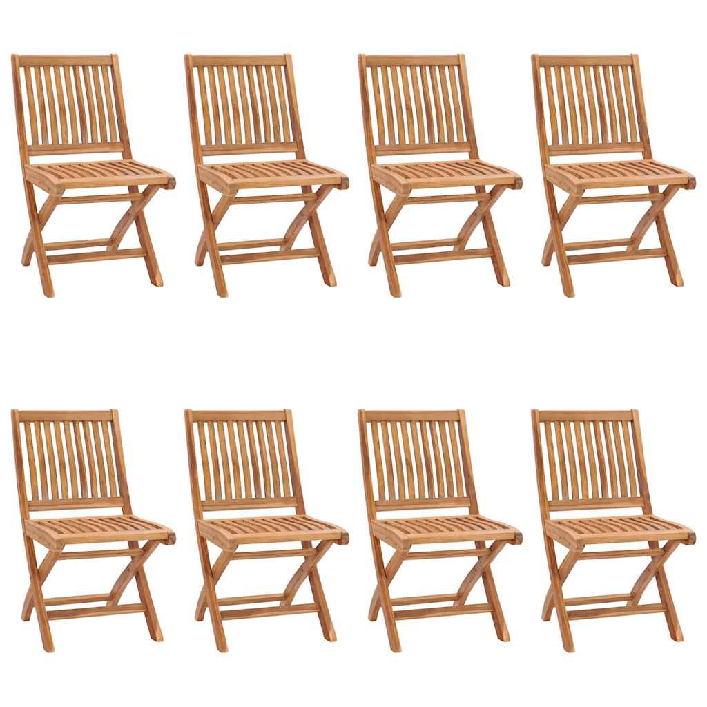Sedie da Giardino Pieghevoli con Cuscini 8 pz Massello di Teak 3072870