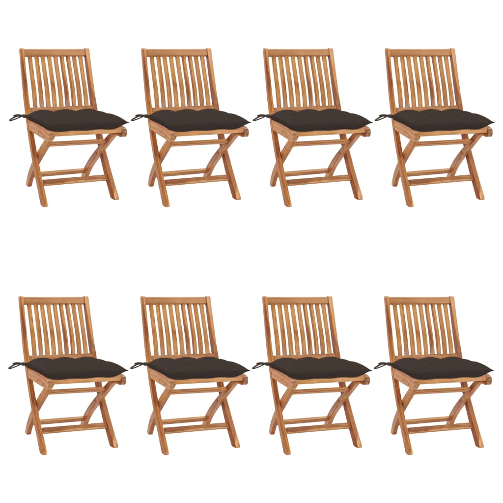 Sedie da Giardino Pieghevoli con Cuscini 8 pz Massello di Teak cod mxl 72212