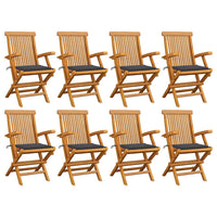 Sedie da Giardino con Cuscini Antracite 8 pz in Massello di Teak cod mxl 24096
