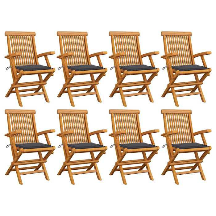 Sedie da Giardino con Cuscini Antracite 8 pz in Massello di Teak cod mxl 24096