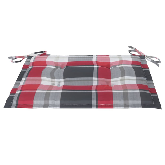 Sedie da Giardino Cuscini Motivo Quadri Rosso 8pz Massello Teak