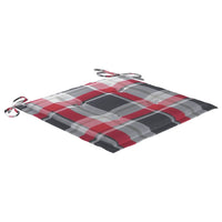 Sedie da Giardino Cuscini Motivo Quadri Rosso 8pz Massello Teak