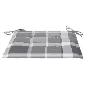 Sedie Giardino Cuscini Motivo Quadri Grigio 8pz Massello Teak