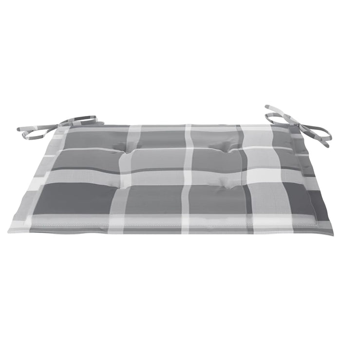 Sedie Giardino Cuscini Motivo Quadri Grigio 8pz Massello Teak