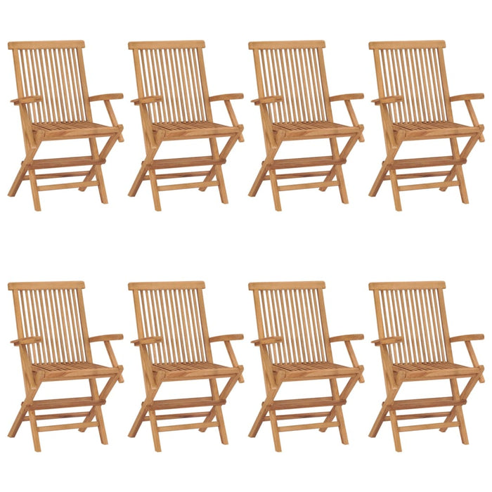 Sedie da Giardino con Cuscini Antracite 8pz Legno Massello Teak