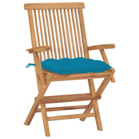 Sedie da Giardino con Cuscini Celesti 8 pz in Massello di Teak 3072908