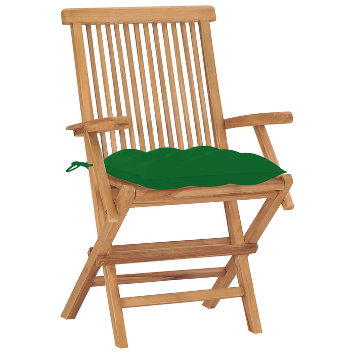Sedie da Giardino con Cuscini Verdi 8 pz in Massello di Teak 3072909