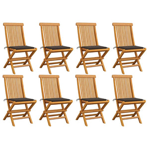 Sedie da Giardino e Cuscini Grigio Talpa 8 pz Massello di Teak cod mxl 24102