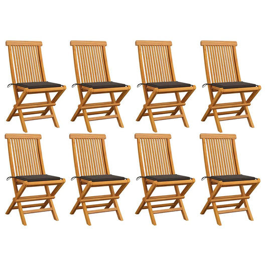 Sedie da Giardino e Cuscini Grigio Talpa 8 pz Massello di Teak cod mxl 24102