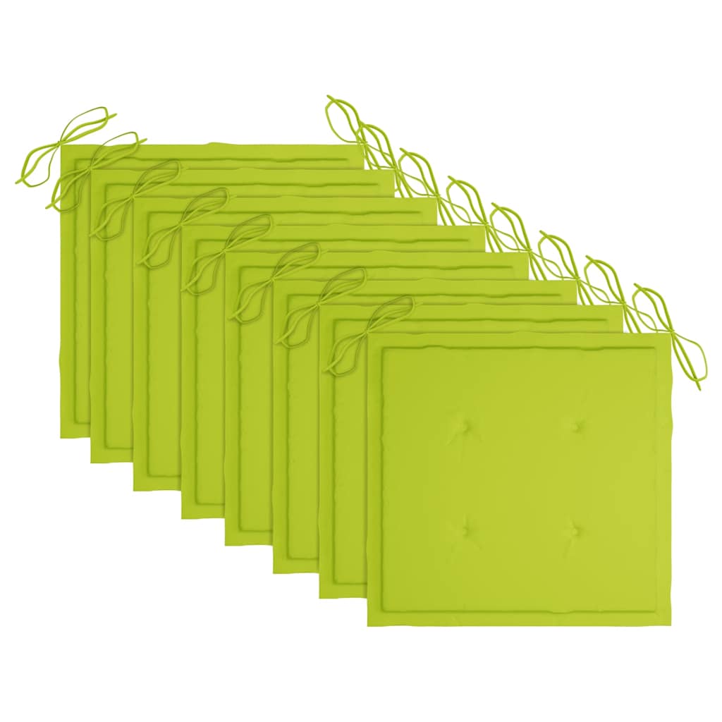 Sedie da Giardino e Cuscini Verde Brillante 8 pz Massello Teak 3072928