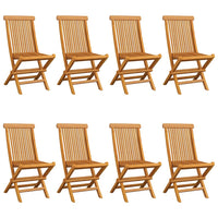 Sedie da Giardino e Cuscini Bianco Crema 8 pz Massello di Teak 3072934