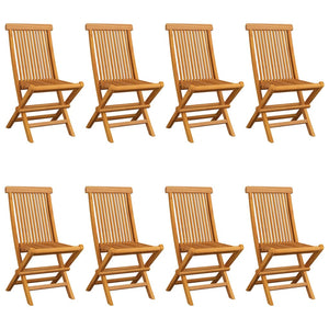 Sedie da Giardino con Cuscini Beige 8 pz in Massello di Teak 3072935