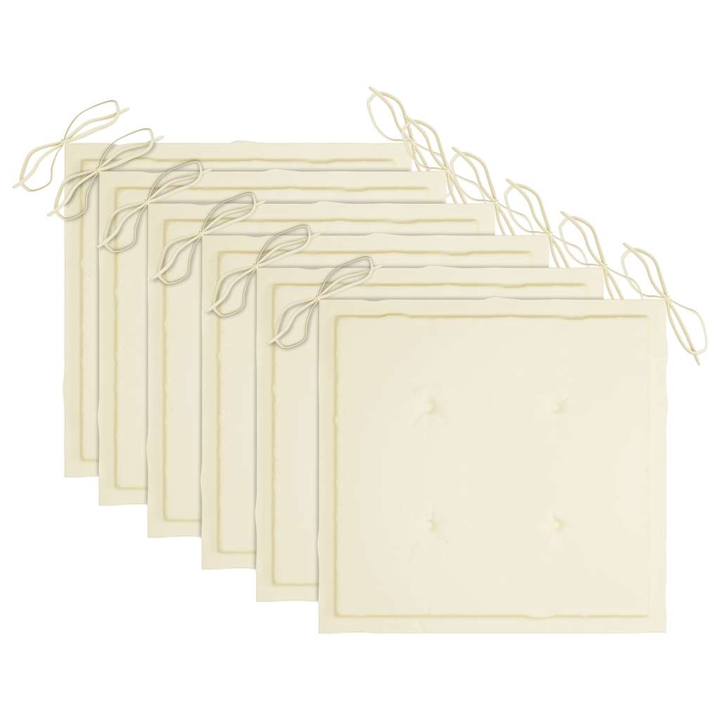 Sedie da Pranzo 6 pz con Cuscini Crema in Massello di Teak 3072948