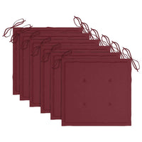 Sedie da Pranzo 6 pz con Cuscini Rosso Vino in Massello di Teak 3072955