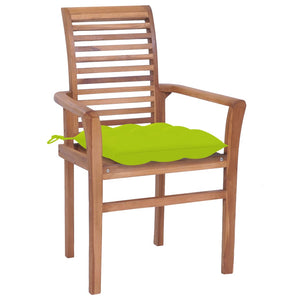 Sedie da Pranzo 8 pz e Cuscini Verde Brillante Massello di Teak cod mxl 45071
