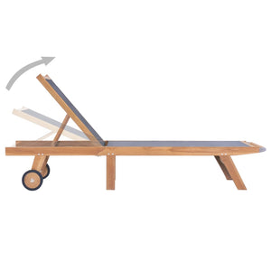 Lettini Pieghevoli con Ruote 2 pz in Massello di Teak Textilene 3073000