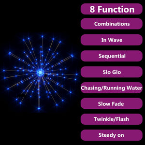 vidaXL Luci di Natale Fuochi d'Artificio 2 pz Blu 20 cm 280 LED