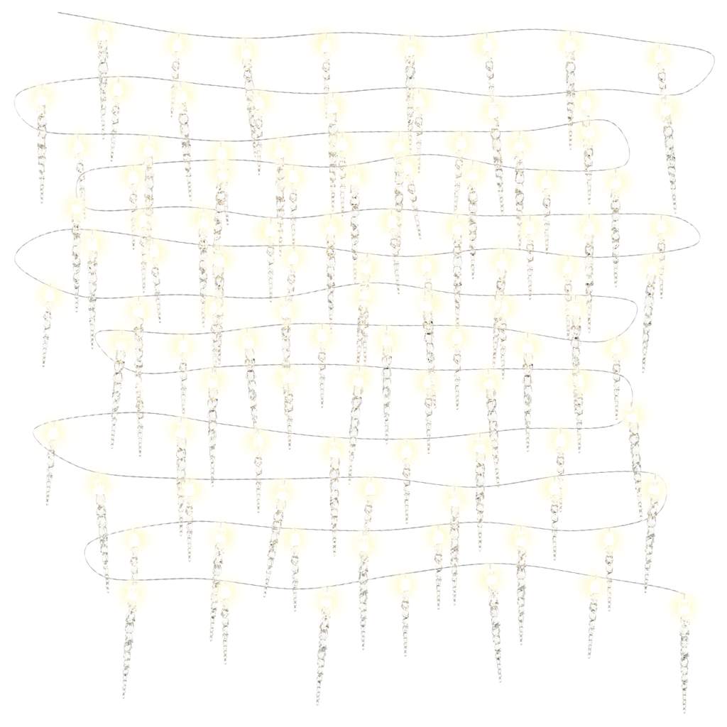 Luci Natale a Ghiacciolo 40pz Bianco Caldo Acrilico Telecomando 328612