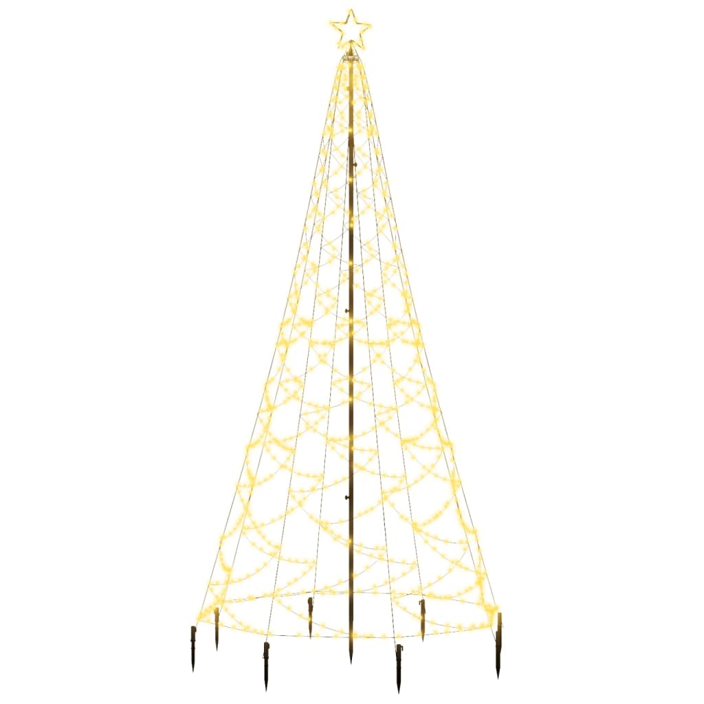 Albero di Natale con Palo in Metallo 500 LED Bianco Caldo 3 m 328623