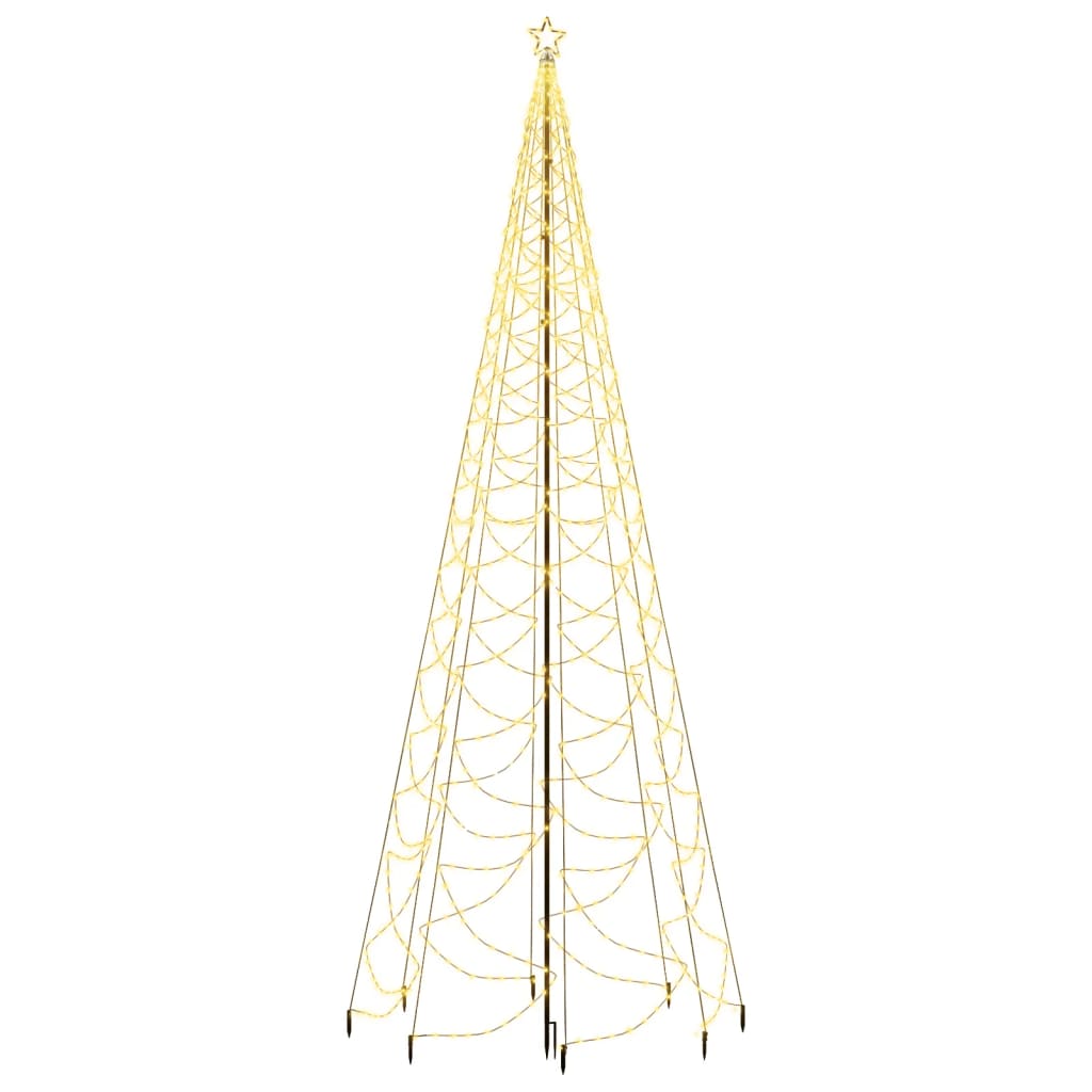 Albero di Natale con Palo in Metallo 500 LED Bianco Caldo 5 m 328632