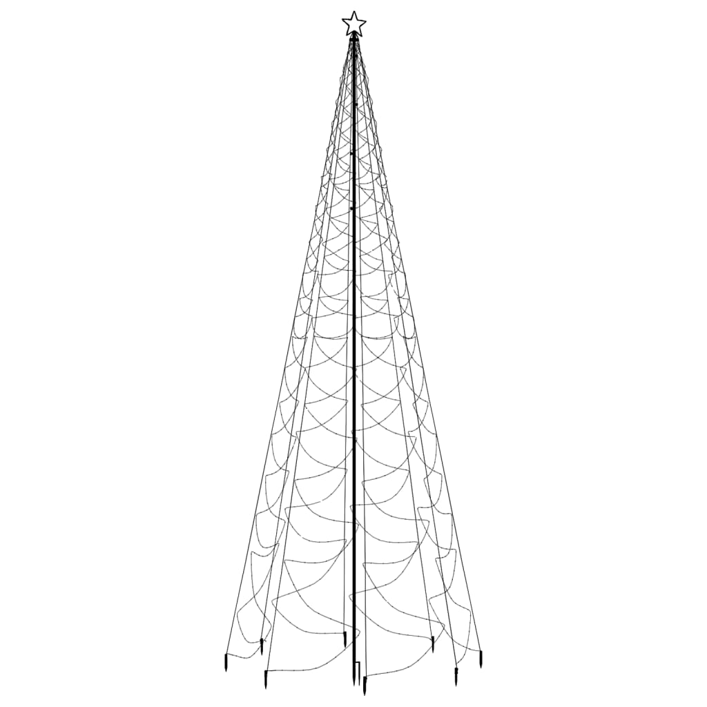 Albero di Natale con Palo in Metallo 500 LED Bianco Caldo 5 m 328632