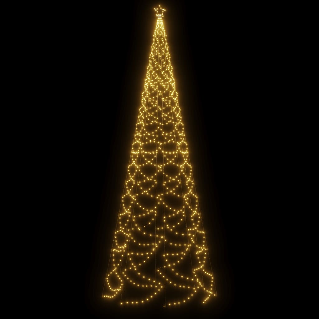 Albero di Natale con Palo in Metallo 500 LED Bianco Caldo 5 m 328632