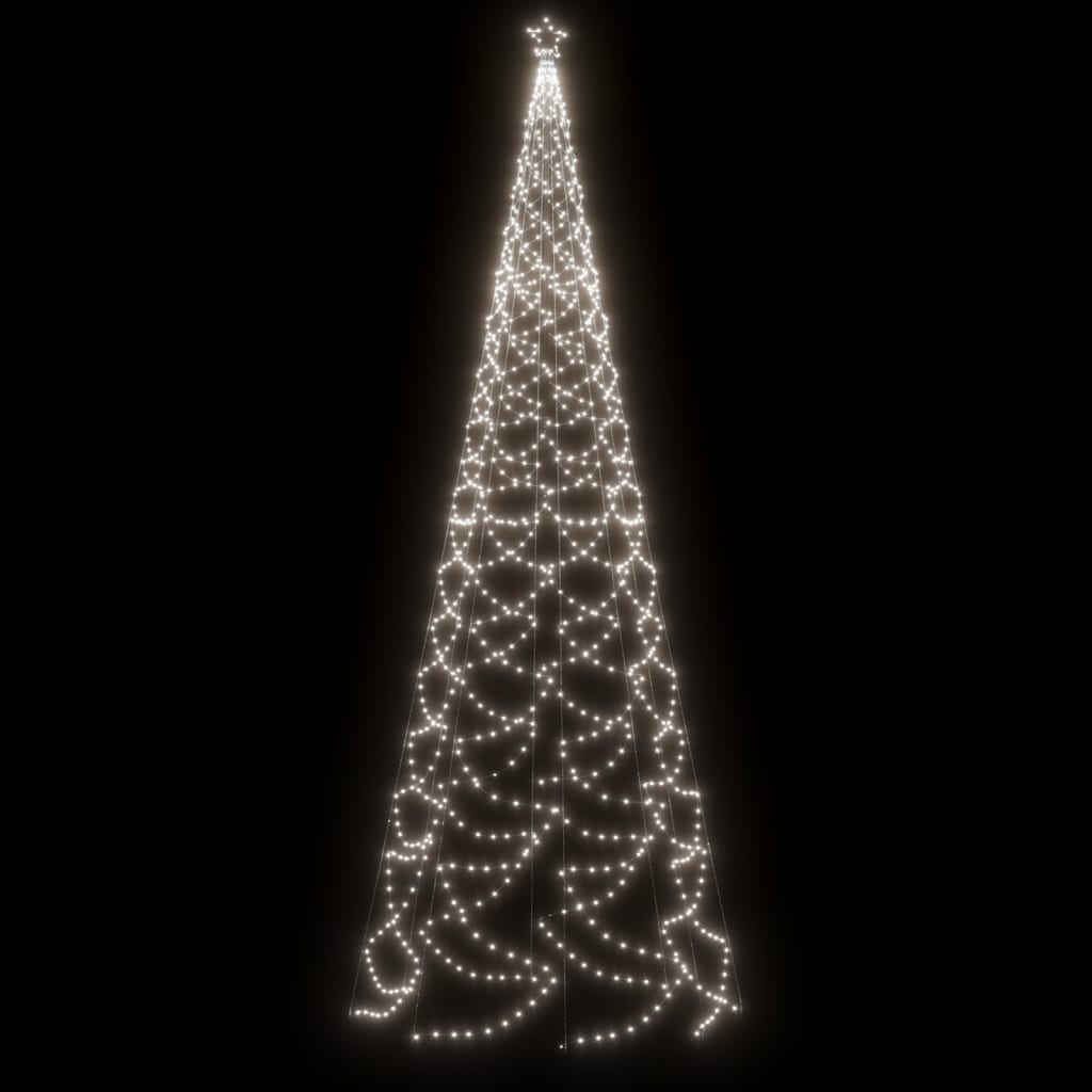 Albero di Natale con Palo in Metallo 500 LED Bianco Freddo 5 m 328634