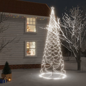Albero di Natale con Palo in Metallo 500 LED Bianco Freddo 5 m 328634